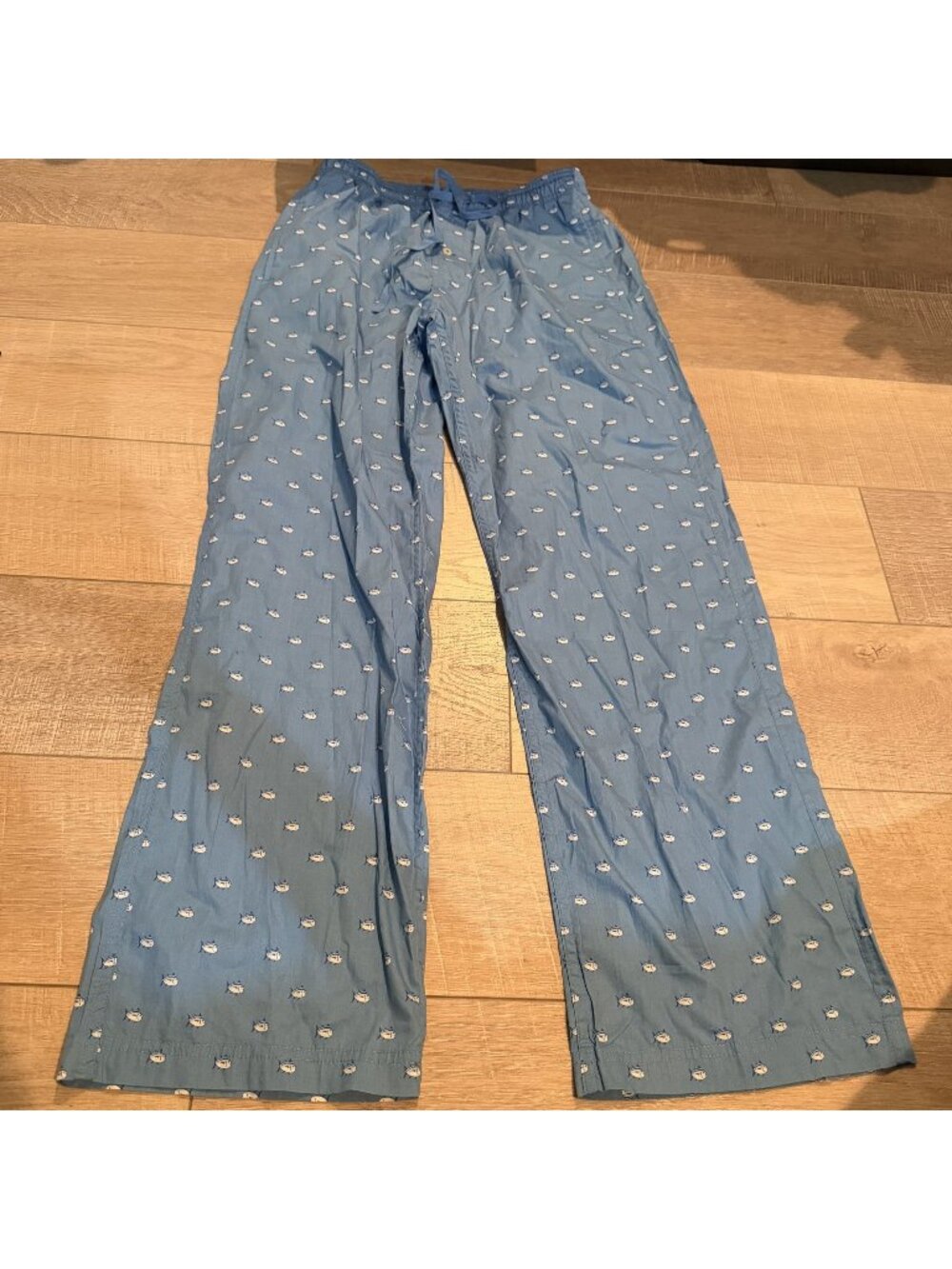 Unbranded Mens Small Pajama Pants Blue with Fish Cotton